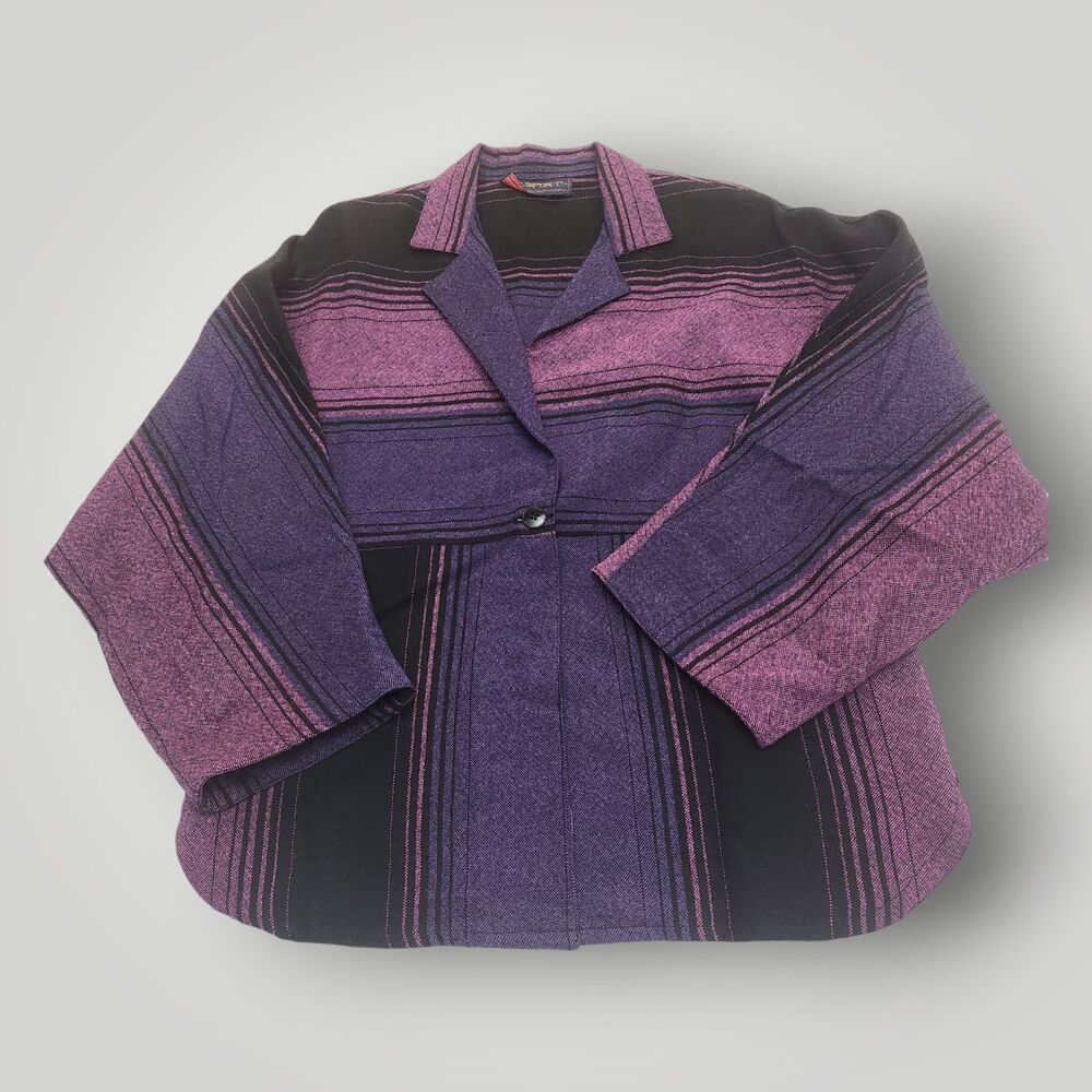 AC Sport Women's S/M Purple Striped One Button Long Sleeve Jacket Blazer